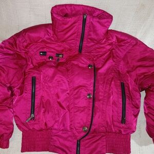 Women's Vintage Down Pink Snow And Ski Jacket, Included Size 10 Pants, In Pics.